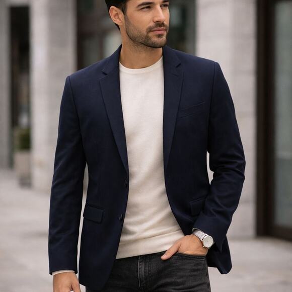 Zara Men’s Slim Fit Navy Blazer – Size 38 | Modern Tailored Classic - Picture 3 of 8